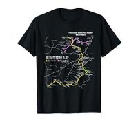 Ferrovia della Linea ferroviaria Giapponese della Città di Yokohama - Souvenir Mappa del Percorso Maglietta