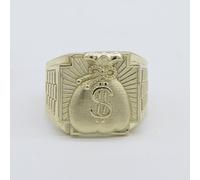 Ferrovia Design Soldi Borsa Anello Sigillo Massiccio 10K Oro Giallo Tutte le