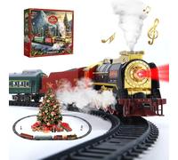 Ferrovia elettrica con fumo, suono e luce, giocattolo treno con vagoni luminosi per bambini e bambini