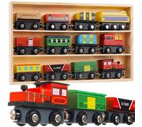 Ferrovia in legno con organizer 3 locomotive 9 vagoni ferrovia magnetica Montessori 23522