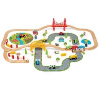 Ferrovia in legno con percorso rurale di Bigjigs Rail