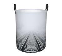Ferrovia nella nebbia Cesto per la biancheria stampato Sacco per vestiti impermeabile Borsa organizer pieghevole per bagno Camera