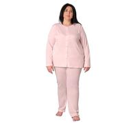 FERRUCCI COMFORT Pigiama da Donna Oversize Taglie Conformate Comode, Taglia Forte, 100% Cotone, Comodo e Traspirante (IT, Testo, 5XL, Plus, Regular, Rosa)