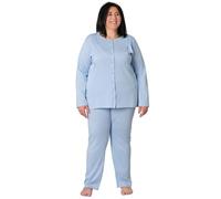 FERRUCCI COMFORT Pigiama da Donna Oversize Taglie Conformate Comode, Taglia Forte, 100% Cotone, Comodo e Traspirante (IT, Testo, 5XL, Plus, Regular, Azzurro)