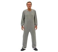 FERRUCCI COMFORT Pigiama Tutone Sanitario Calore Manica Lunga 1 Cerniera/Zip Dietro Schiena Invernale Tessuto Pesante (Grigio, XXL)