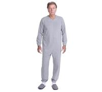 FERRUCCI COMFORT Pigiama Tutone Sanitario Calore Manica Lunga 1 Cerniera/Zip Dietro Schiena Invernale Tessuto Pesante (Grigio, L)