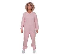 FERRUCCI COMFORT Pigiama Tutone Sanitario comodità Manica Lunga 3 Cerniere/Zip Schiena -Interno Gamba Invernale Tessuto Pesante (Rosa, XXL)
