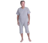 FERRUCCI COMFORT Pigiama Tutone Sanitario Estivo con 3 Zip in Cotone a Maniche Corte e Pantalone Corto - 9008/6 - Made in Italy - Adatto agli Anziani (XXL, Grigio)