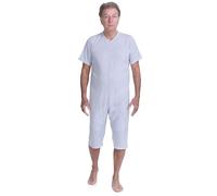 FERRUCCI COMFORT Pigiama Tutone Sanitario Estivo con 3 Zip in Cotone a Maniche Corte e Pantalone Corto - 9008/6 - Made in Italy - Adatto agli Anziani (S, Azzurro)