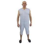 FERRUCCI COMFORT Pigiama Tutone Sanitario Estivo Smanicato in Cotone - 9008/8 - Adatto per Anziani, Incontinenza, Alzheimer, Pantalone Corto, Fresco (Azzurro, L)