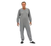 FERRUCCI COMFORT Pigiama Tutone Sanitario semplicità Manica Lunga 3 Cerniere/Zip Dietro Schiena e Interno Gamba Estivo (Grigio, M)