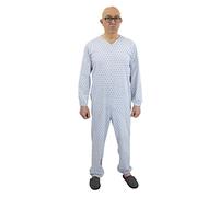 FERRUCCI COMFORT Pigiama Tutone Sanitario semplicità Manica Lunga 3 Cerniere/Zip Dietro Schiena e Interno Gamba Estivo (Azzurro/Cielo, S)