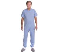 FERRUCCI COMFORT Pigiama Tutone Sanitario Sensibilità Manica Corta 3 Cerniere/Zip Dietro Schiena e Interno Gamba Estivo (Azzurro, M)