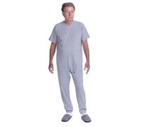 FERRUCCI COMFORT Pigiama Tutone Sanitario Sensibilità Manica Corta 3 Cerniere/Zip Dietro Schiena e Interno Gamba Estivo (Grigio, L)
