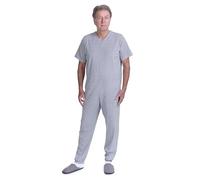 FERRUCCI COMFORT Pigiama Tutone Sanitario Sentimento Manica Corta 1 Cerniera/Zip Dietro Schiena Estivo, Alzheimer, Incontinenza (Maschile Grigio, L)