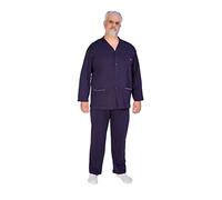 FERRUCCI COMFORT Pigiama Uomo Cardigan Taglie Comode in Cotone - Manica Lunga e Pantalone Lungo - Blu Scuro (L, Blu)