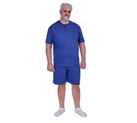 FERRUCCI COMFORT Pigiama Uomo Taglie Comode Serafino Blu a Manica Corta e Pantaloni Corti - 9077-100% Cotone (COPIATIVO, 7XL)