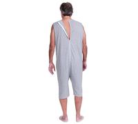 Ferrucci Pigiama Sanitario Smanicato con Pantalone Corto 1 Zip/Cerniera Dietro la Schiena Estivo - 9008/7 (Grigio, L)