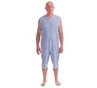 Ferrucci Pigiama Sanitario Smanicato con Pantalone Corto 1 Zip/Cerniera Dietro la Schiena Estivo - 9008/7 (Azzurro, XXL)