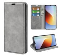 Fertuo Cover a Libro in Pelle con Porta Carte per Poco C81 Pro 4G, Grigio
