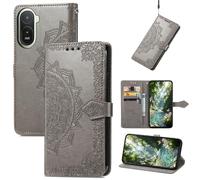 Fertuo Cover a Libro in Pelle con Porta Carte per Poco C81 Pro 4G, Grigio