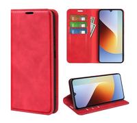 Fertuo Cover a Libro in Pelle con Porta Carte per Poco C81 Pro 4G, Rosso