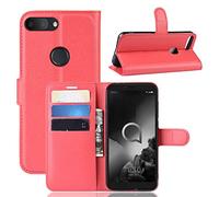 Fertuo Cover Alcatel 1S 2019, Custodia Portafoglio Cover a Libro in Pelle Flip Case con Silicone Bumper, Fibbia Magnetica, Porta Carte, Kickstand, per Alcatel 1S 2019 Smartphone, Rosso