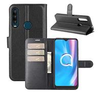 Fertuo Cover Alcatel 1SE 2020, Custodia Portafoglio Cover a Libro in Pelle Flip Case con Silicone Bumper, Fibbia Magnetica, Porta Carte, Kickstand, per Alcatel 1SE 2020, Nero