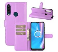 Fertuo Cover Alcatel 1SE 2020, Custodia Portafoglio Cover a Libro in Pelle Flip Case con Silicone Bumper, Fibbia Magnetica, Porta Carte, Kickstand, per Alcatel 1SE 2020, Viola