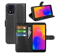 Fertuo Cover per Alcatel 1B 2022, Custodia Portafoglio Cover a Libro in Pelle Flip Case con Silicone Bumper, Fibbia Magnetica, Porta Carte, Kickstand, per Alcatel 1B 2022, Nero