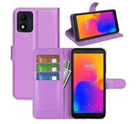 Fertuo Cover per Alcatel 1B 2022, Custodia Portafoglio Cover a Libro in Pelle Flip Case con Silicone Bumper, Fibbia Magnetica, Porta Carte, Kickstand, per Alcatel 1B 2022, Viola