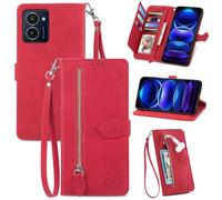 Fertuo Cover per HMD Pulse Pro/HMD Pulse, Custodia a Libro in Pelle PU Flip Case con Porta Carte, Chiusura Magnetica e Cinturino [Disegni di Fiori] Portafoglio Antiurto per HMD Pulse Pro, Rosso