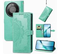 Fertuo Cover per Honor Magic 8 Lite 5G, Custodia Portafoglio a Libro in Pelle Flip Case con Porta Carte, Chiusura Magnetica e Stand [Disegni di Mandala] Interno Silicone Sottile Antiurto, Verde