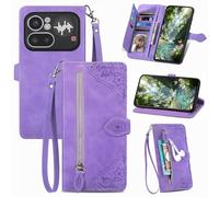 Fertuo Cover per Nothing Phone 4a Pro, Custodia a Libro in Pelle PU Flip Case con Porta Carte, Chiusura Magnetica e Cinturino [Disegni di Fiori] Portafoglio Interno Silicone Antiurto, Viola