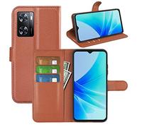 Fertuo Cover per OPPO A57 4G / A57S / A77 4G, Custodia Portafoglio Cover a Libro in Pelle Flip Case con Silicone Bumper, Fibbia Magnetica, Porta Carte, Kickstand, per OPPO A57 4G / A57S, Marrone