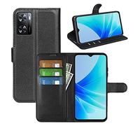 Fertuo Cover per OPPO A57 4G / A57S / A77 4G, Custodia Portafoglio Cover a Libro in Pelle Flip Case con Silicone Bumper, Fibbia Magnetica, Porta Carte, Kickstand, per OPPO A57 4G / A57S, Nero