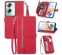 Fertuo Cover per OPPO A79 5G / Oneplus Nord N30 SE, Custodia a Libro in Pelle Flip Case con Porta Carte, Chiusura Magnetica e Cinturino [Disegni di Fiori] Portafoglio Antiurto per OPPO A79 5G, Rosso