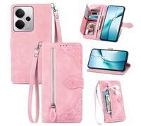 Fertuo Cover per Realme 14 / 14T 5G, Custodia a Libro in Pelle PU Flip Case con Porta Carte, Chiusura Magnetica e Cinturino [Disegni di Fiori] Portafoglio Interno Silicone Antiurto, Rosa