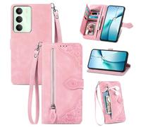 Fertuo Cover per Realme 14x 5G / Realme C75 4G / C71, Custodia a Libro in Pelle PU Flip Case con Porta Carte, Chiusura Magnetica e Cinturino [Disegni di Fiori] Portafoglio Antiurto, Rosa