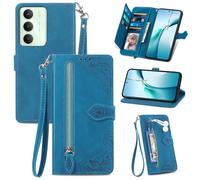 Fertuo Cover per Realme 14x 5G / Realme C75 4G / C71, Custodia a Libro in Pelle PU Flip Case con Porta Carte, Chiusura Magnetica e Cinturino [Disegni di Fiori] Portafoglio Antiurto, Blu