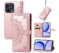 Fertuo Cover per Realme C53 / Realme Note 50, Custodia Portafoglio a Libro in Pelle Flip Cover con Porta Carte, Chiusura Magnetica [Disegni di Mandala] Case Antiurto per Realme Note 50, Oro Rosa