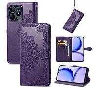 Fertuo Cover per Realme C53 / Realme Note 50, Custodia Portafoglio a Libro in Pelle Flip Cover con Porta Carte, Chiusura Magnetica [Disegni di Mandala] Case Antiurto per Realme Note 50, Viola