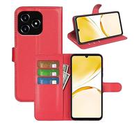 Fertuo Cover per Realme C53 / Realme Note 50, Custodia Portafoglio Cover a Libro in Pelle Flip Case con Silicone Bumper, Fibbia Magnetica, Porta Carte, Kickstand, per Realme C53, Rosso
