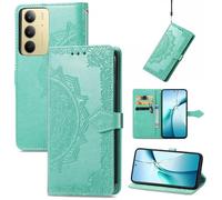 Fertuo Cover per Realme C75 4G / C71 / Realme 14x 5G, Custodia Portafoglio a Libro in Pelle Flip Cover con Porta Carte, Chiusura Magnetica [Disegni di Mandala] Case Antiurto, Verde