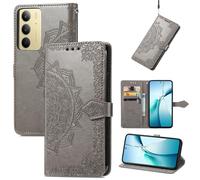 Fertuo Cover per Realme C75 4G / C71 / Realme 14x 5G, Custodia Portafoglio a Libro in Pelle Flip Cover con Porta Carte, Chiusura Magnetica [Disegni di Mandala] Case Antiurto, Grigio