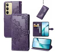 Fertuo Cover per Realme C75 4G / C71 / Realme 14x 5G, Custodia Portafoglio a Libro in Pelle Flip Cover con Porta Carte, Chiusura Magnetica [Disegni di Mandala] Case Antiurto, Viola