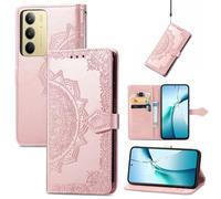 Fertuo Cover per Realme C75 4G / C71 / Realme 14x 5G, Custodia Portafoglio a Libro in Pelle Flip Cover con Porta Carte, Chiusura Magnetica [Disegni di Mandala] Case Antiurto, Oro Rosa