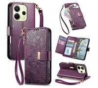 Fertuo Cover per Realme Note 60 / C63 4G / C61, Fiori Custodia a Libro Portafoglio Antiurto in Pelle PU Flip Case Interna Silicone con Porta Carte, Supporto, Chiusura Magnetica e Cinturino, Viola
