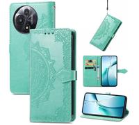 Fertuo Cover per TCL 60 5G, Custodia Portafoglio a Libro in Pelle Flip Case con Porta Carte, Chiusura Magnetica e Stand [Disegni di Mandala] Interno Silicone Sottile Antiurto, Verde