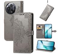 Fertuo Cover per TCL 60 SE/TCL 605, Custodia Portafoglio a Libro in Pelle Flip Case con Porta Carte, Chiusura Magnetica e Stand [Disegni di Mandala] Interno Silicone Sottile Antiurto, Grigio